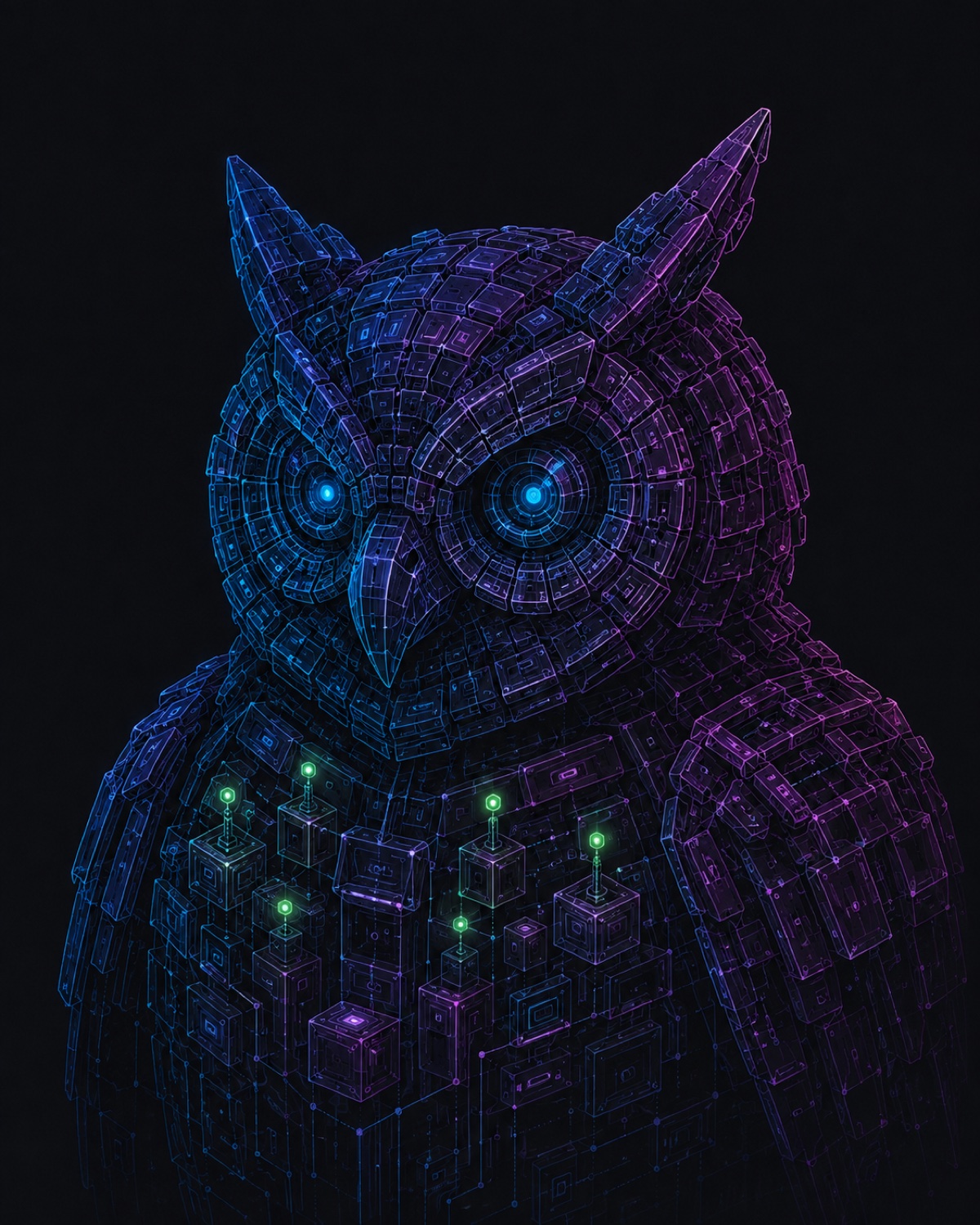 Digital owl portrait representing Foundation advisors.