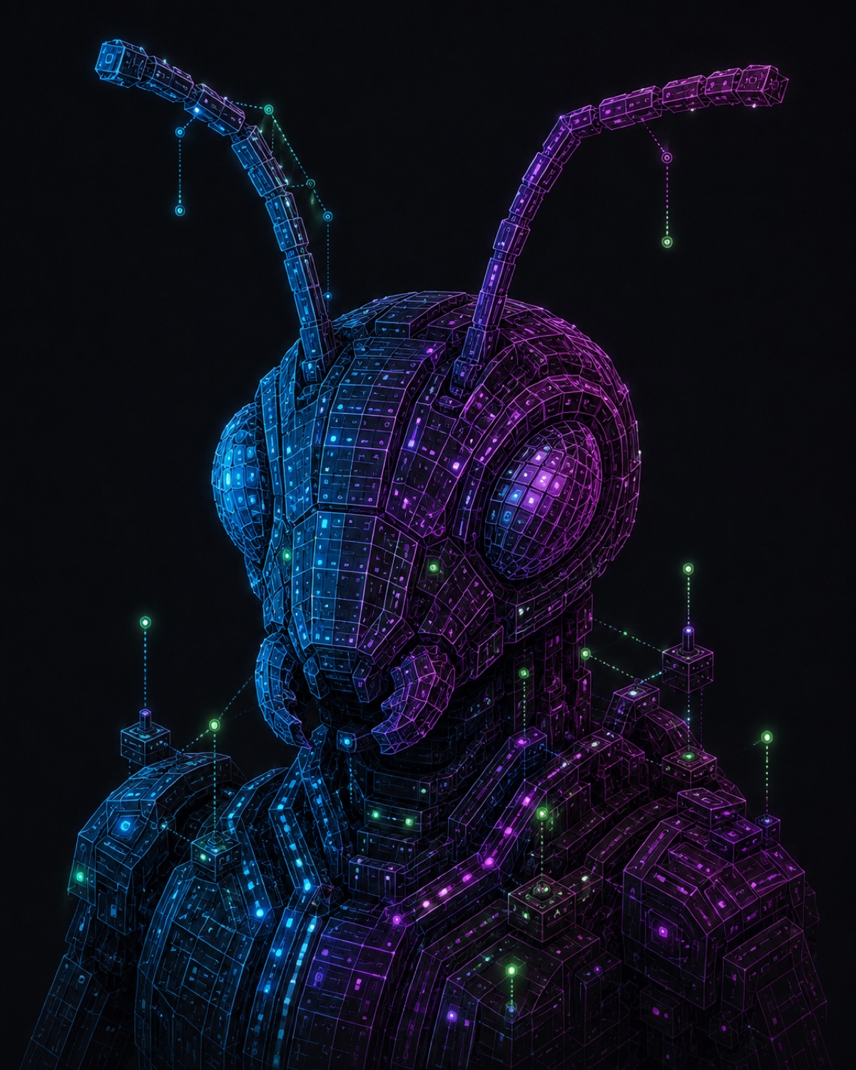 Digital ant portrait representing ZooBC builders and contributors.